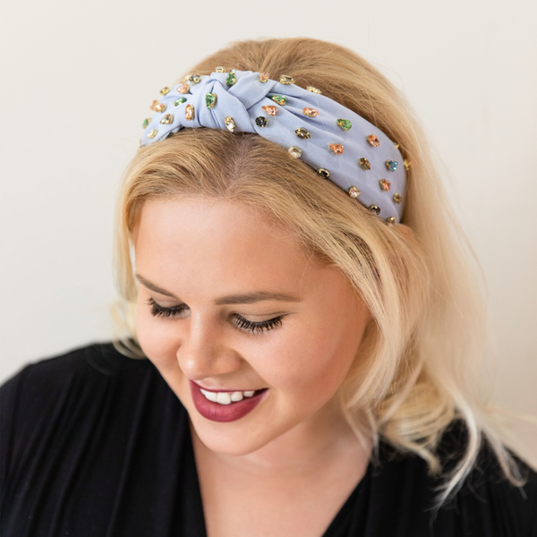 Traditional Knot Headband Light Blue Gem Headbands of Hope