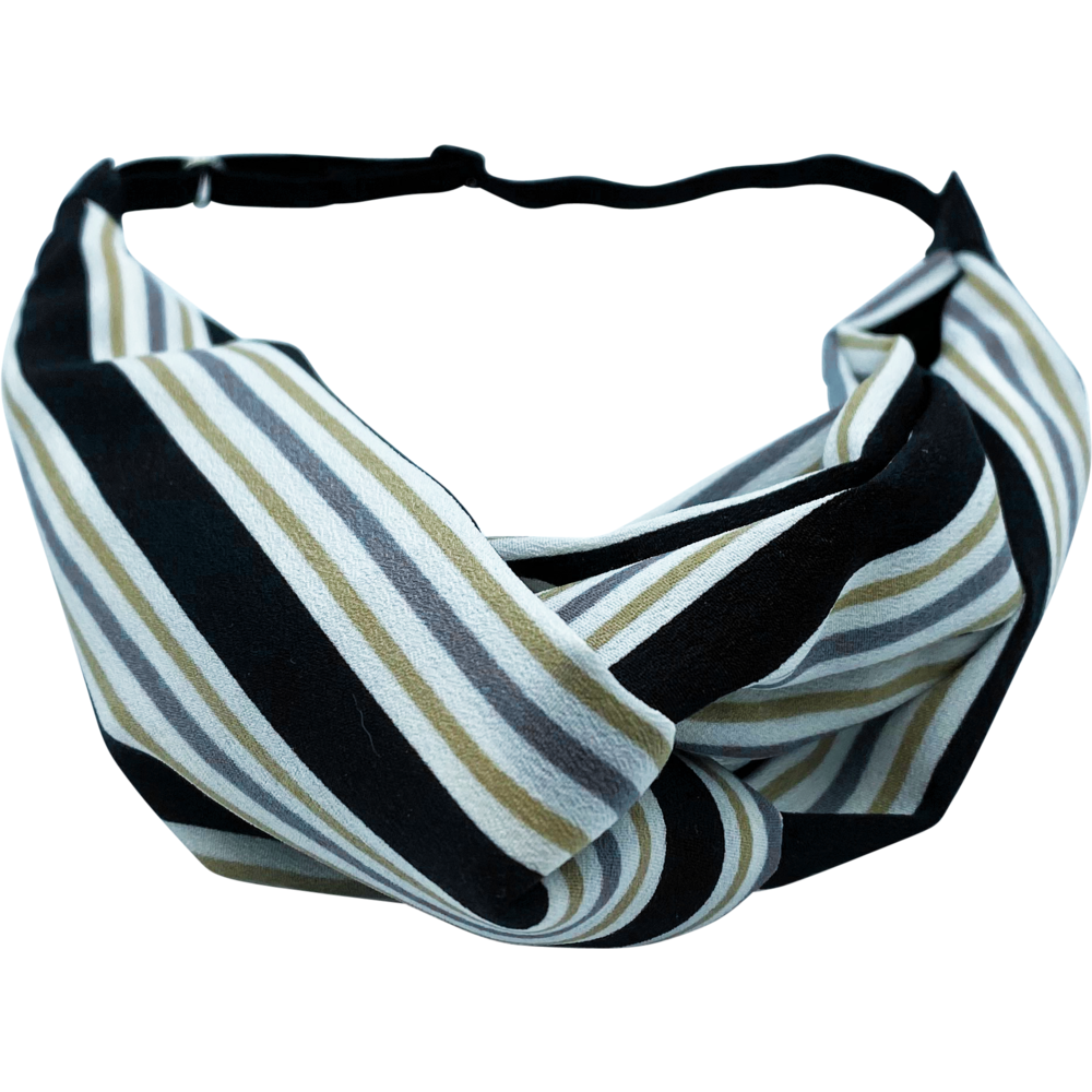 Black Stripe Adjustable Twist Turban