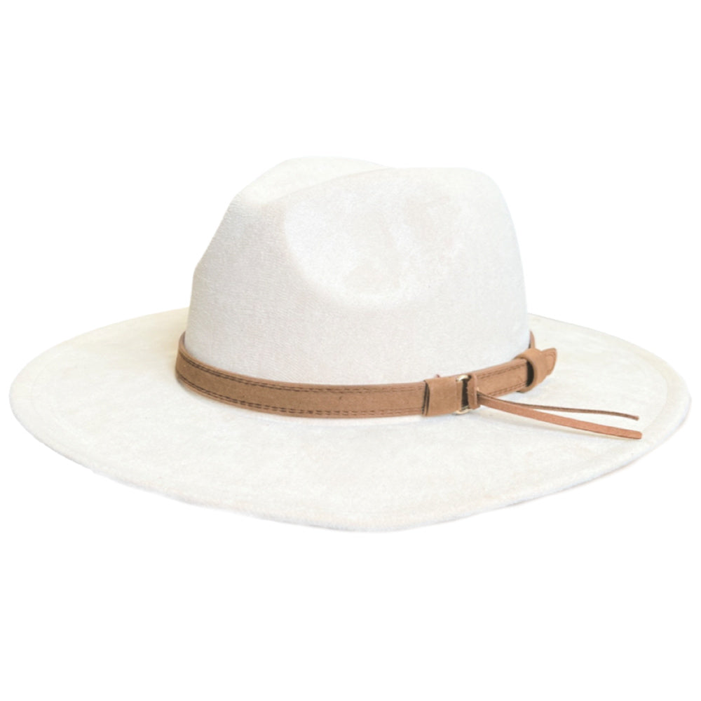 Faux Suede Hat - Off White
