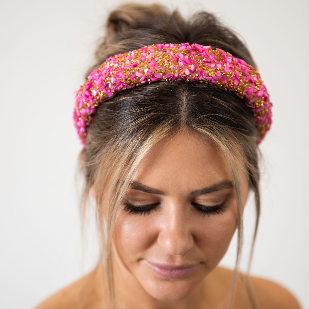 All that Glitters Headband - Hot Pink + Gold
