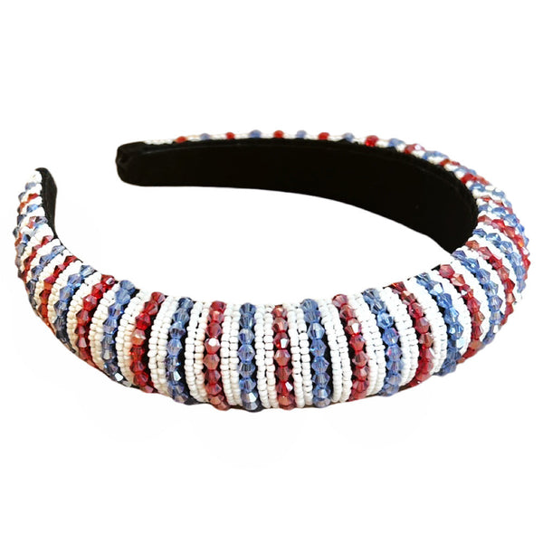 Traditional Beaded Headband Red + Blue Headbands of Hope