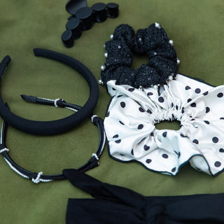 Oversized Satin Scrunchie Duo - Polka Dots
