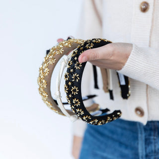 Embellished Starburst Padded Headband - Black