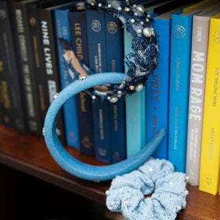 Embellished Top Knot Headband - Patchwork Denim - Headbands of Hope