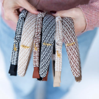 Knotted Tweed Headband - Cream Beige - Headbands of Hope