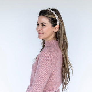 Knotted Tweed Headband - Cream Beige - Headbands of Hope