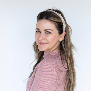 Knotted Tweed Headband - Cream Beige - Headbands of Hope