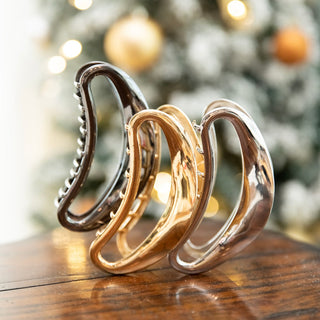 Large Crescent Metal Claw Clip - Silver