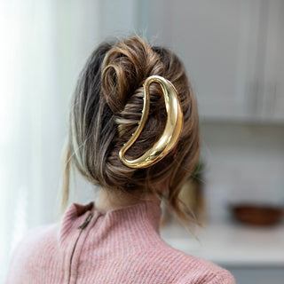 Large Crescent Metal Claw Clip - Gold - Headbands of Hope