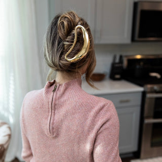 Large Crescent Metal Claw Clip - Gold - Headbands of Hope