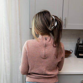 Large Crescent Metal Claw Clip - Silver