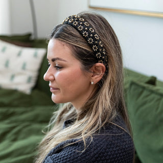 Embellished Starburst Padded Headband - Black