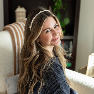 Knotted Satin Headband - Ivory Pearl - Headbands of Hope