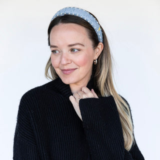 Classic Pearl Headband - Sky Blue - Headbands of Hope
