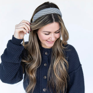 Classic Padded Tweed Headband - Black Ivory - Headbands of Hope