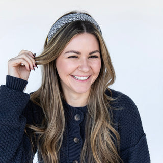 Classic Padded Tweed Headband - Black Ivory - Headbands of Hope