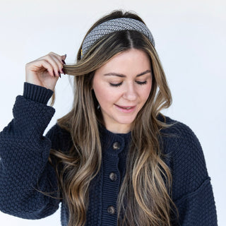 Classic Padded Tweed Headband - Black Ivory - Headbands of Hope