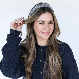 Classic Padded Tweed Headband - Black Ivory - Headbands of Hope
