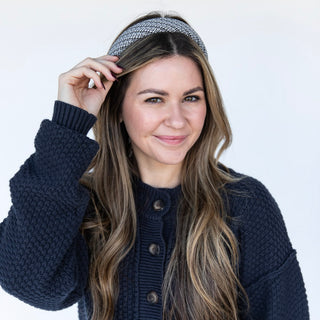 Classic Padded Tweed Headband - Black Ivory - Headbands of Hope