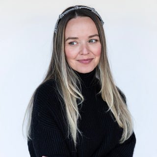 Knotted Tweed Headband - Black Ivory - Headbands of Hope
