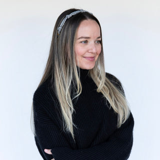 Knotted Tweed Headband - Black Ivory - Headbands of Hope