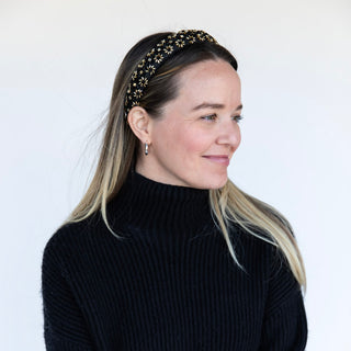 Embellished Starburst Padded Headband - Black - Headbands of Hope