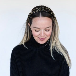Embellished Starburst Padded Headband - Black