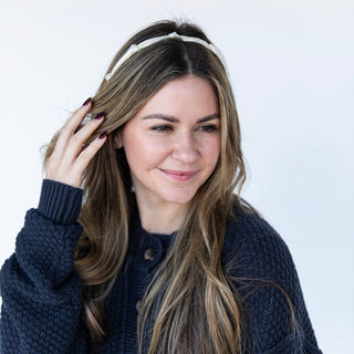 Knotted Satin Headband - Ivory Pearl - Headbands of Hope