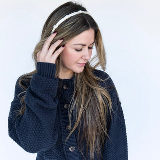 Knotted Satin Headband - Ivory Pearl - Headbands of Hope