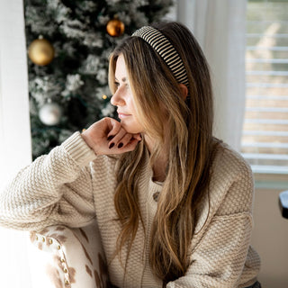 Classic Padded Rope Headband - Black Ivory - Headbands of Hope