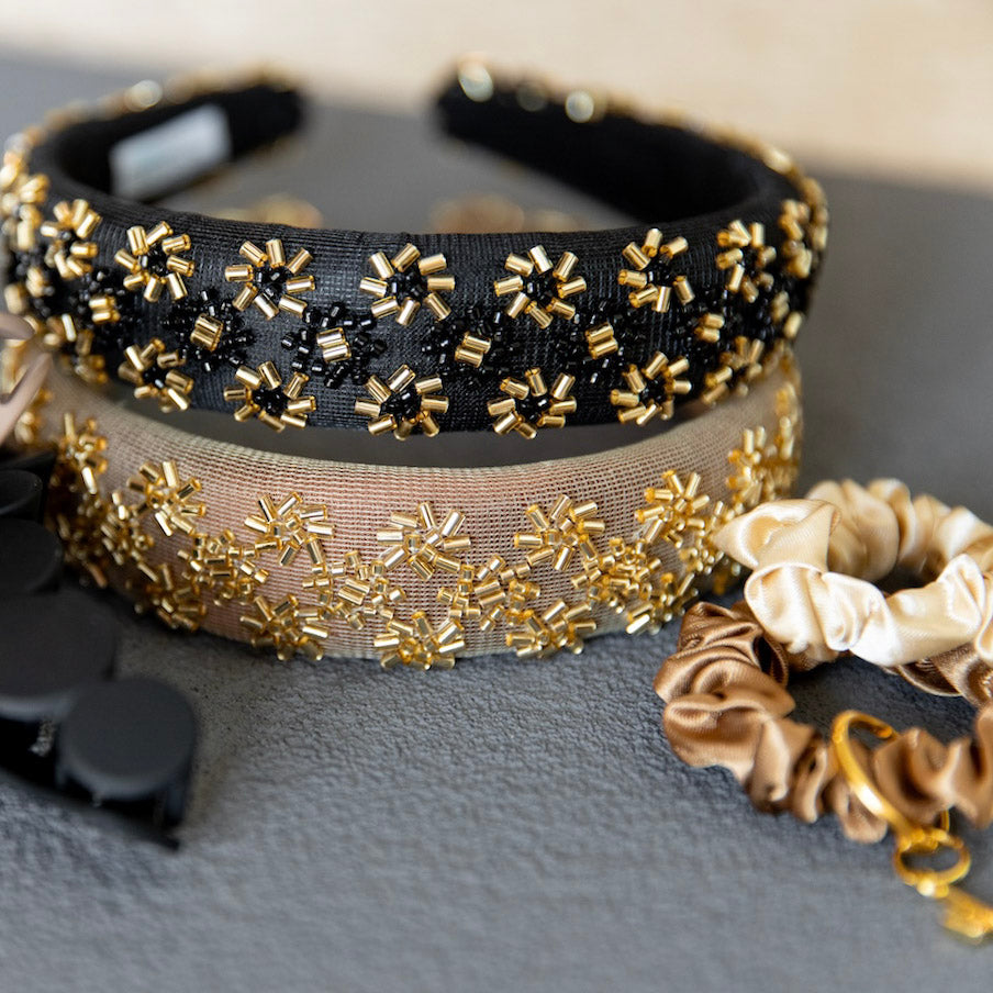 Embellished Starburst Padded Hdbnd - Black | Hdbnds of Ho  display picture 2