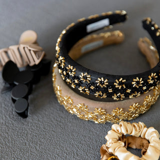 Embellished Starburst Padded Headband - Black - Headbands of Hope