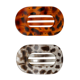 Large Oval Claw Clip Set – Tortoise & Smoke Leopard - Headbands of Hope