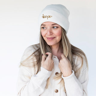 Classic Ribbed Knit Beanie - Ivory - Headbands of Hope