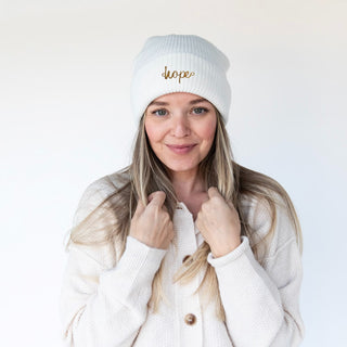 Classic Ribbed Knit Beanie - Ivory - Headbands of Hope
