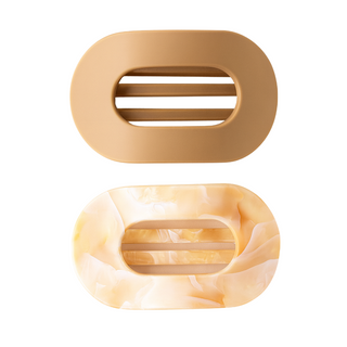 Large Oval Claw Clip Set – Golden Matte + Ivory Marble - Headbands of Hope