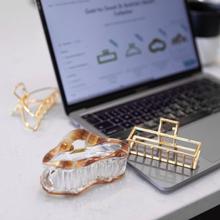 Medium Rectangle Claw Clip – Gold Metal - Headbands of Hope