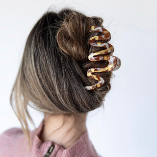 Large Luxe Wavy Claw Clip – Caramel Marble - Headbands of Hope
