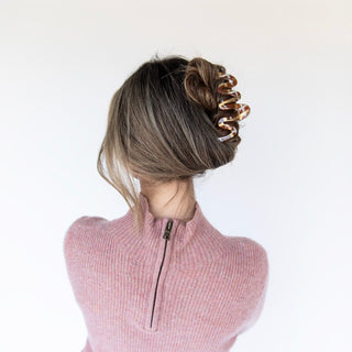Large Luxe Wavy Claw Clip – Caramel Marble - Headbands of Hope
