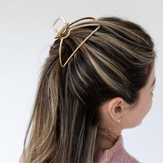 Medium Triangle Claw Clip – Gold Metal - Headbands of Hope