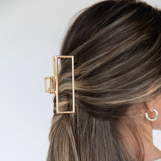 Medium Rectangle Claw Clip – Gold Metal - Headbands of Hope
