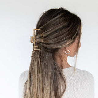 Medium Rectangle Claw Clip – Gold Metal