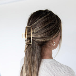 Medium Rectangle Claw Clip – Gold Metal