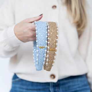 Classic Pearl Headband - Sky Blue - Headbands of Hope