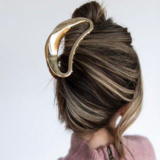 Large Crescent Metal Claw Clip - Gold - Headbands of Hope