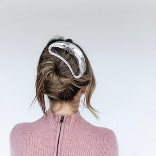 Large Crescent Metal Claw Clip - Silver - Headbands of Hope