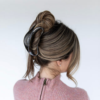 Large Crescent Metal Claw Clip - Black - Headbands of Hope