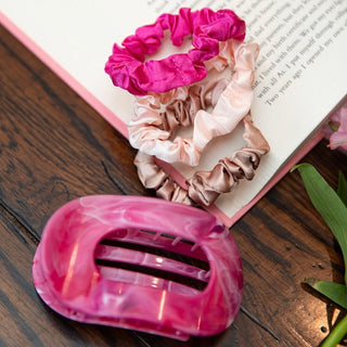 Large Oval Hair Clip Set of 2 – Soft Pink + Pink Marble - Headbands of Hope