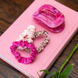 Large Oval Hair Clip Set of 2 – Soft Pink + Pink Marble - Headbands of Hope