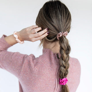 Satin Scrunchie Set - Hot Pink, Light Pink, Mauve